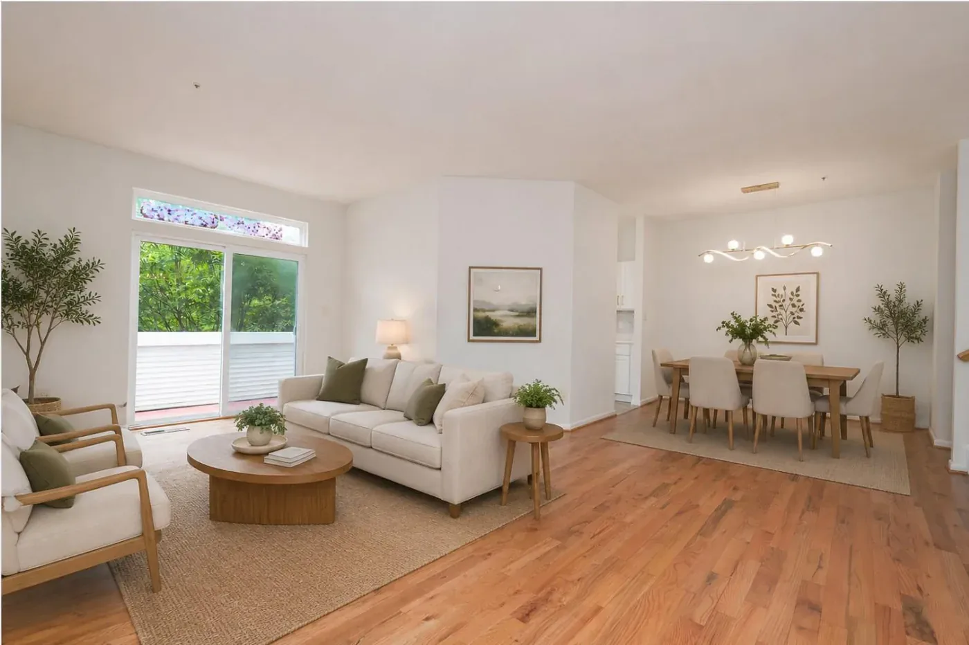 Staged living and dining room